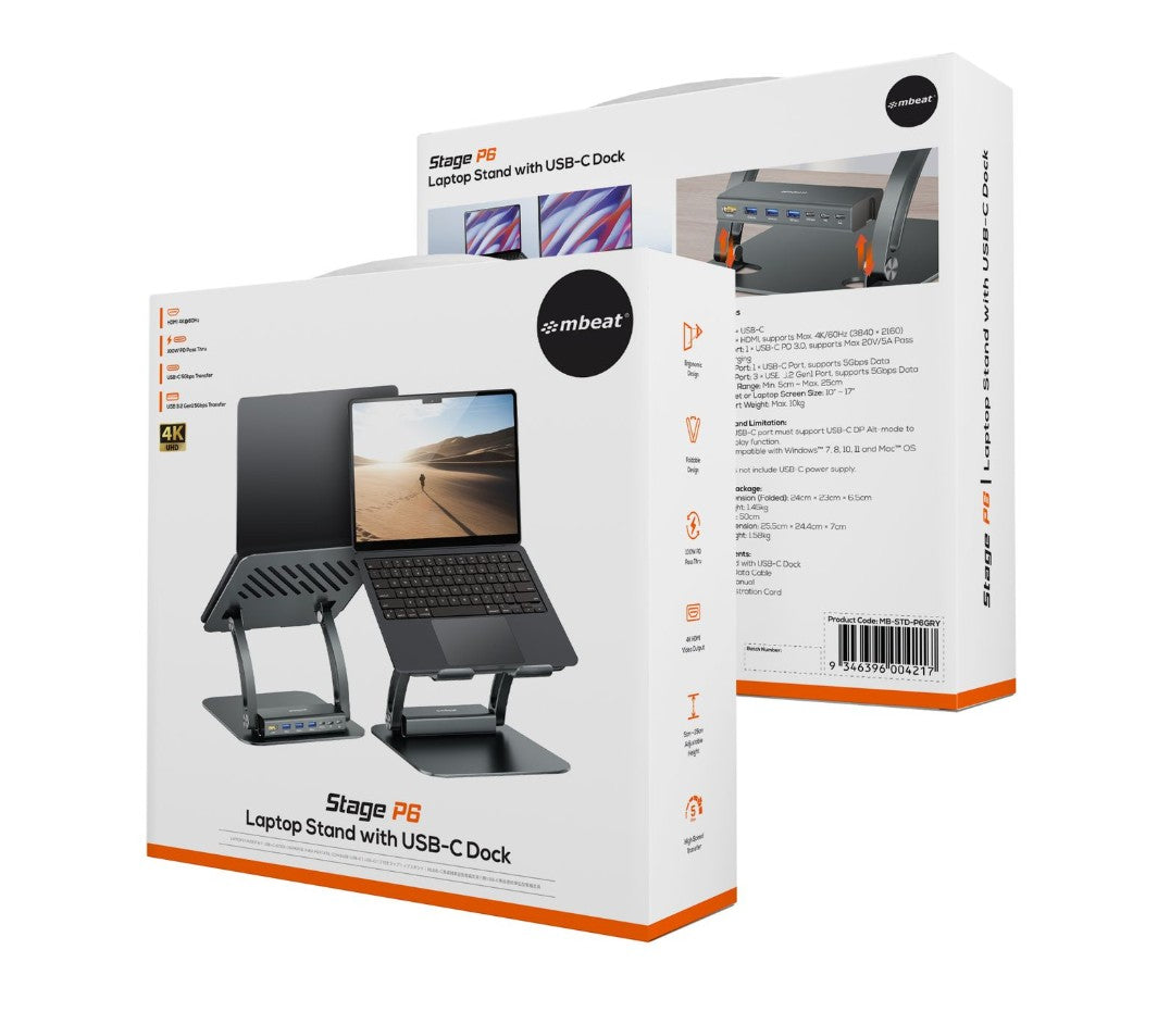 mbeatÂ® Stage P6 Laptop Stand with USB-C Dock