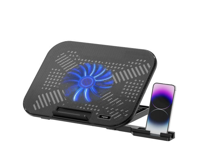 Rapoo Laptop Cooling Pad CF100, High-Efficiency Cooling Ergonomic Design, Multi-height Adjustable, Sturdy, Durable, Multi-Size Compatible