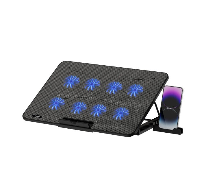 Rapoo Laptop Cooling Pad CF300, 8 High-Efficiency Cooling Fans , 7 Adjustable Angles, Multi-Functional & Versatile