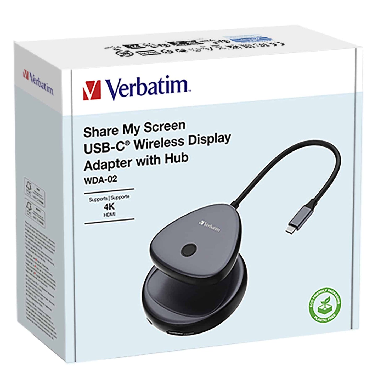Verbatim 4K Wireless USB-C HDMI Adapter Dongle -Share My Screen Mirror Image. Co