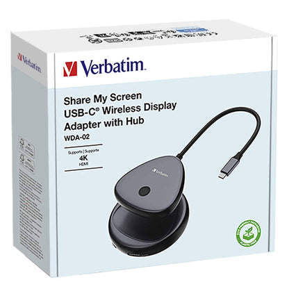 Verbatim 4K Wireless USB-C HDMI Adapter Dongle -Share My Screen Mirror Image. Co