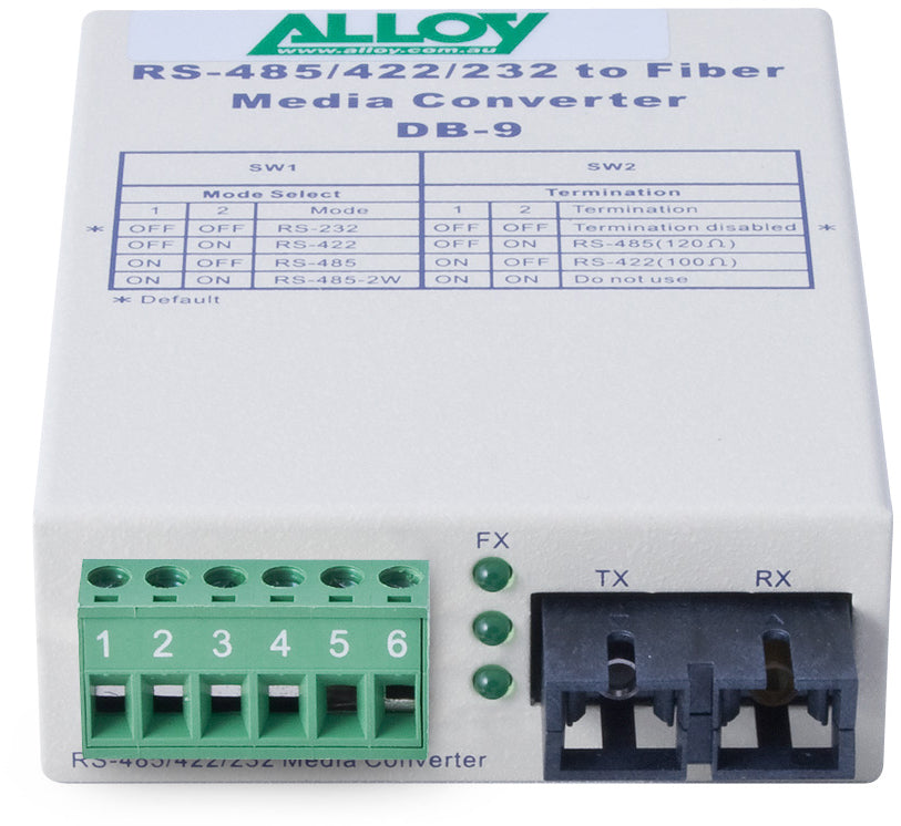 Alloy SCR460SC-2 RS-232/422/485 Serial Terminal to Multimode Fibre Converter. Ma