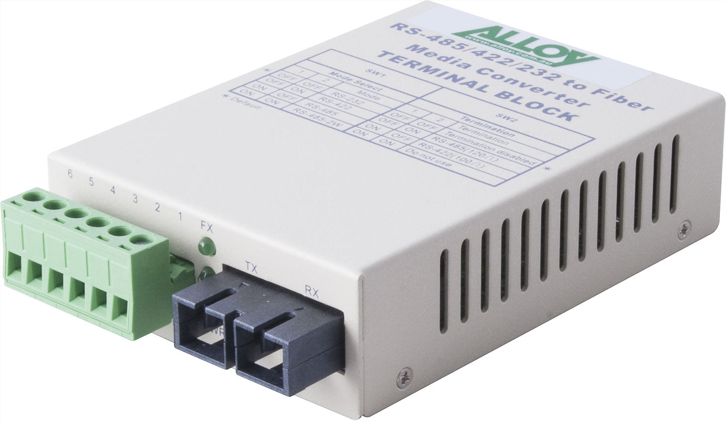Alloy SCR460SC-4 RS-232/422/485 Serial Terminal to Single Mode Fibre Converter.