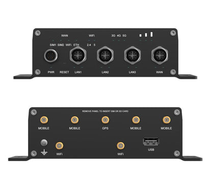 Teltonika ATRM50 5G Router for Transportation, Ultra-High Cellular Speeds, M12 CONNECTORS, DUAL SIM & eSIM, EN 45545-2 and EN 50155, PSU not included