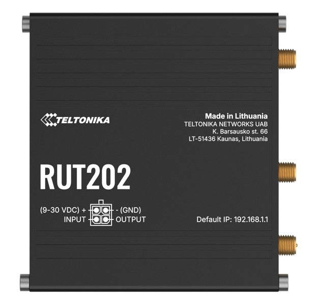 Teltonika RUT202 Dual Sim Industrial LTE Cat 4 Router, Automatic Failover, Dual Ethernet Ports and LTE + Wi-Fi Support, PSU included