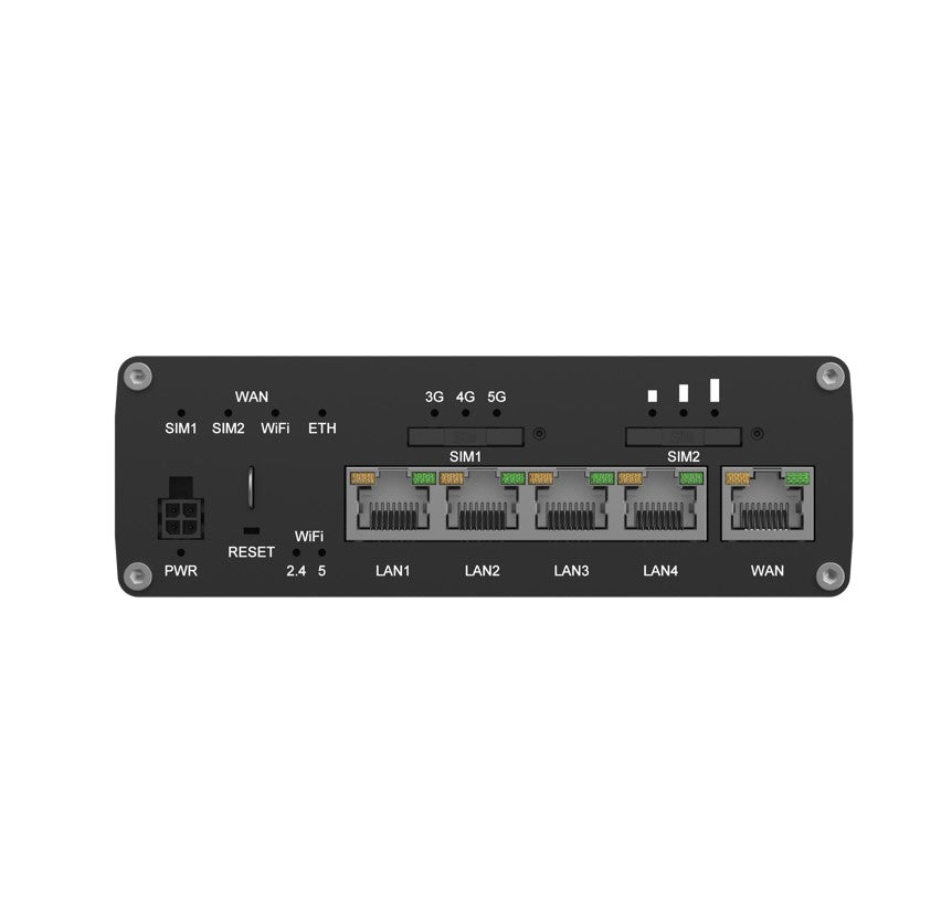 Teltonika RUTC50 5G Ultra-high Cellular, Dual-Band Wi-Fi 6 with Multi-User MIMO, Dual SIM, Ultra-high cellular speeds of up to 3.4 Gbps, PSU included