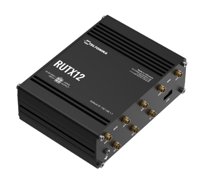 Teltonika RUTX12 Dual LTE CAT 6 Industrial Cellular Router, Dual SIM CAT6 4G LTE Router/Firewall with Dual Band WiFi 5, PSU included