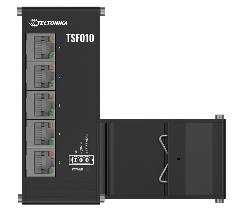 Teltonika Flat Ethernet Switch, 3-Pin Power Input, Flat and compact design, Plug
