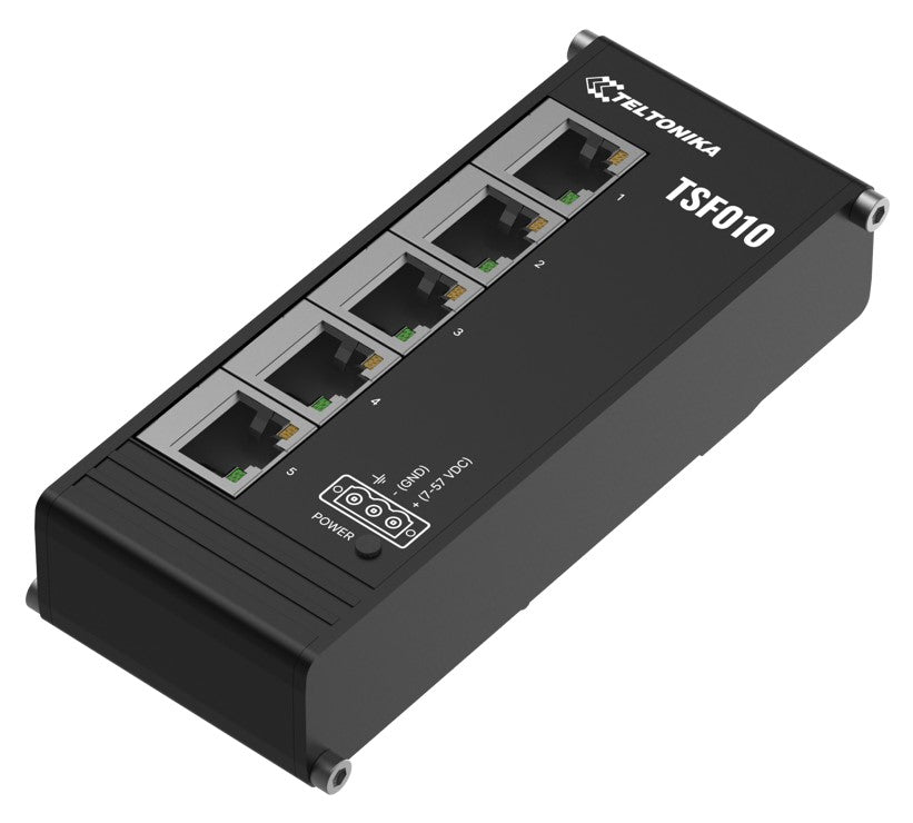 Teltonika Flat Ethernet Switch, 3-Pin Power Input, Flat and compact design, Plug