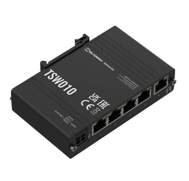 Teltonika DIN Rail Ethernet Switch, 5x Ethernet ports with speeds of up to 100 M