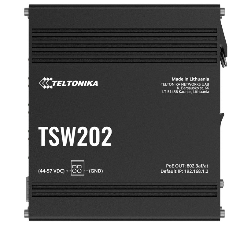 Teltonika TSW202 Managed PoE+ Ethernet Switch, Supports Profinet, 2 SFP Ports, 8