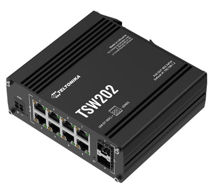 Teltonika TSW202 Managed PoE+ Ethernet Switch, Supports Profinet, 2 SFP Ports, 8