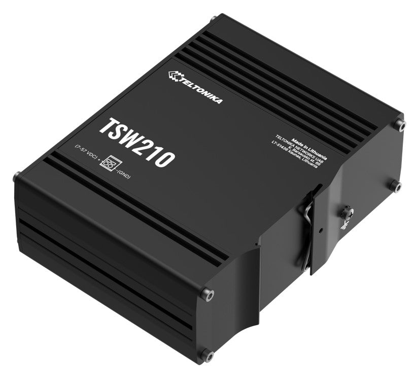 Teltonika TSW210 Industrial Ethernet Switch, 2x SFP Ports, 8x Gigabit Ethernet Ports with speeds of up to 1000 Mbps, DIN Rail, PSU excluded