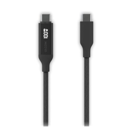 Ubiquiti USB-C Cable with Charge Display,Length 0.3M, Black, Braided Power & Data Cable With A Double-sided Charge Display,100W Max Power Outpu