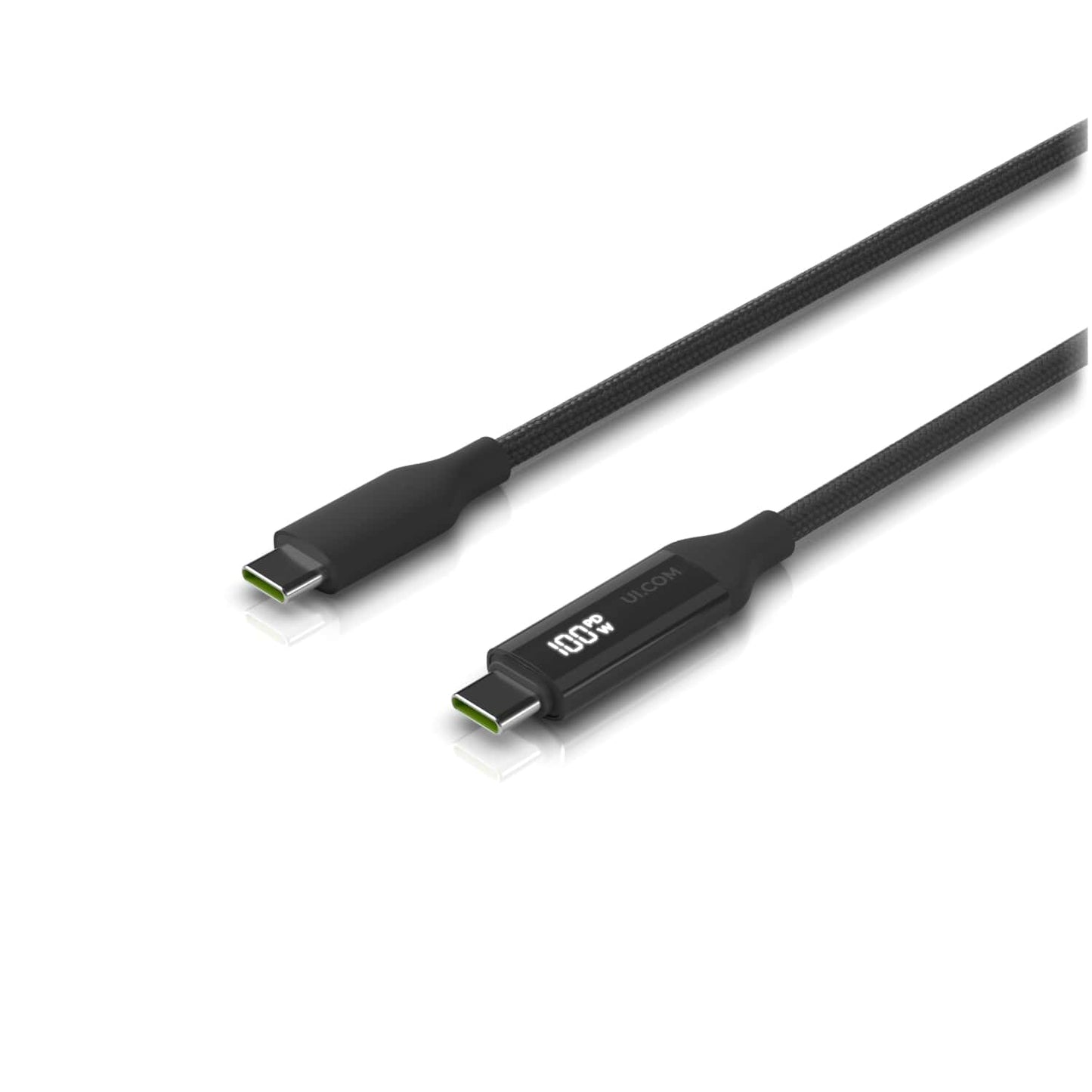 Ubiquiti USB-C Cable with Charge Display,Length 2M, Black, Braided Power & Data Cable With A Double-sided Charge Display,100W Max Power Output