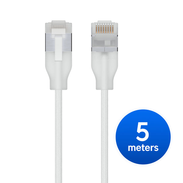 Ubiquiti UniFi Premium Patch Cable, 5M, White, Ultra-thin Braided Patch Cable, Designed And Optimized For 10 GbE Networking.