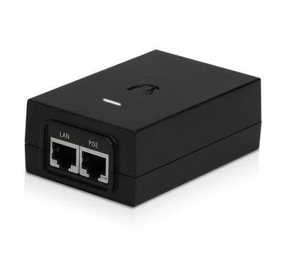 Ubiquiti POE Injector, 24V DC, 30W, Gigabit Ethernet, Black, Surge and Clamping