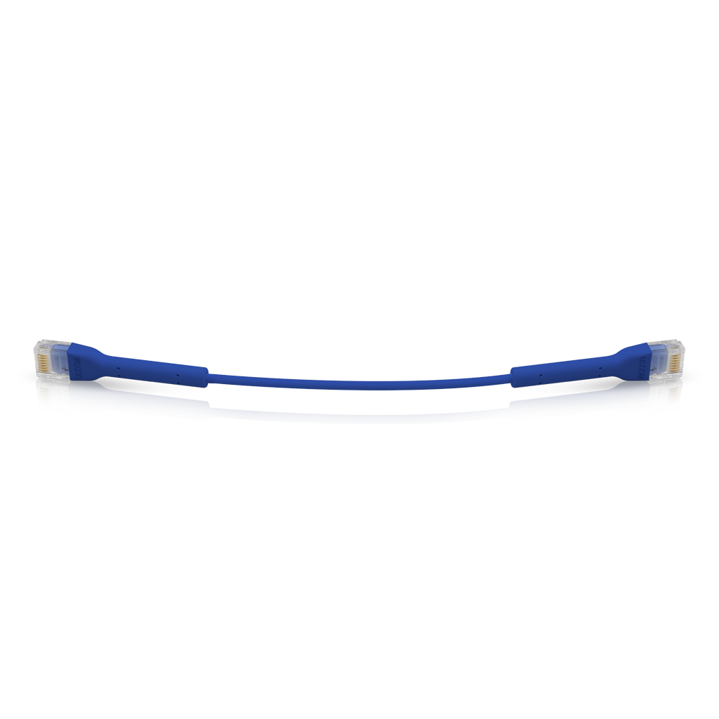 Ubiquiti UniFi Patch Cable Single Unit, 0.1m, Blue, Both End Bendable to 90 Degree, RJ45 Ethernet Cable, Cat6, Ultra-Thin 3mm Diameter