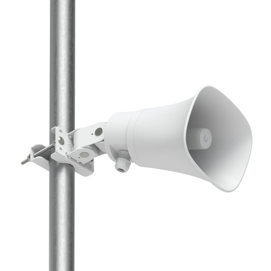 Ubiquiti AI Horn Speaker, White, All-weather PoE 120 dB Horn Speaker With Advanced AI Alert Functionality&Versatile Wall, Corner,Pole Mounting Options