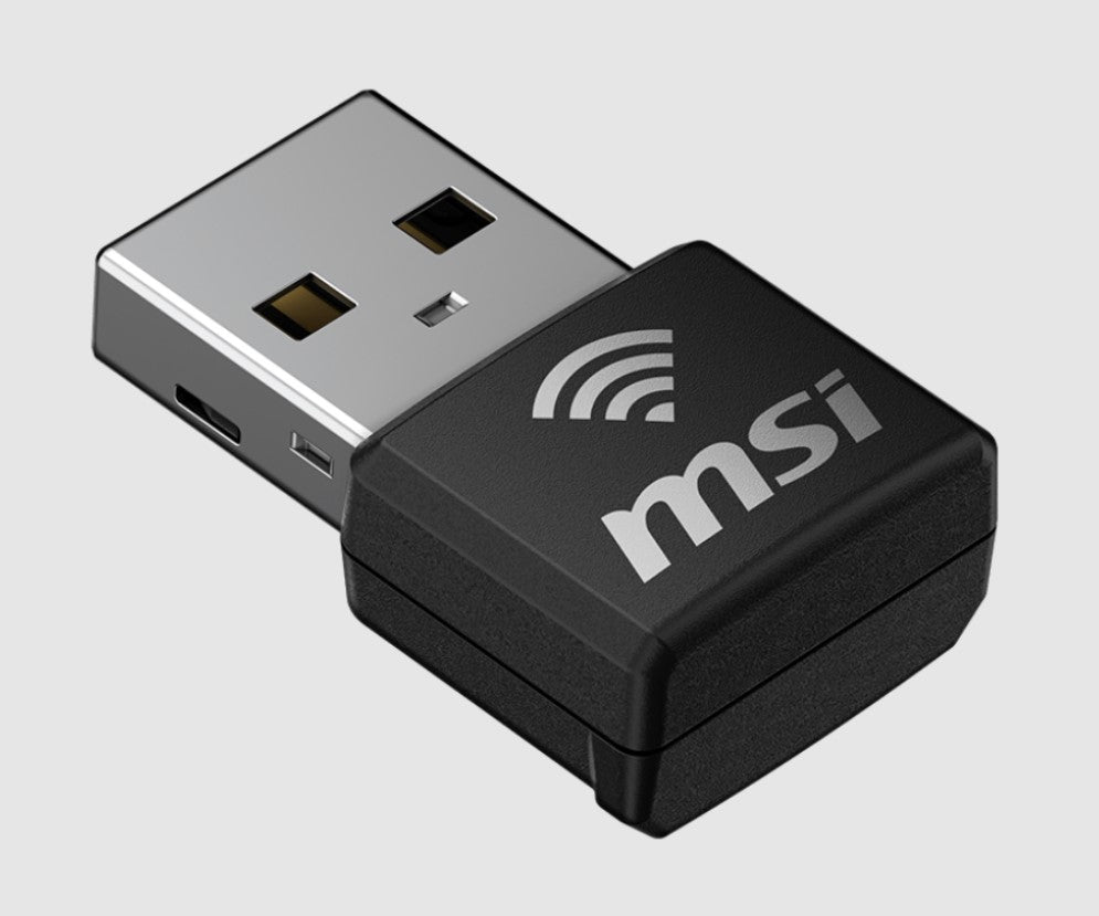 MSI GUAX18N AX1800 WiFi USB Adapter, 2.4GHz / 5GHz, 2x Dual Antennas, USB 2.0, Windows 10 / 11