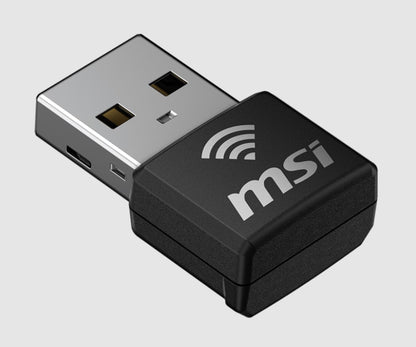 MSI GUAX18N AX1800 WiFi USB Adapter, 2.4GHz / 5GHz, 2x Dual Antennas, USB 2.0, Windows 10 / 11