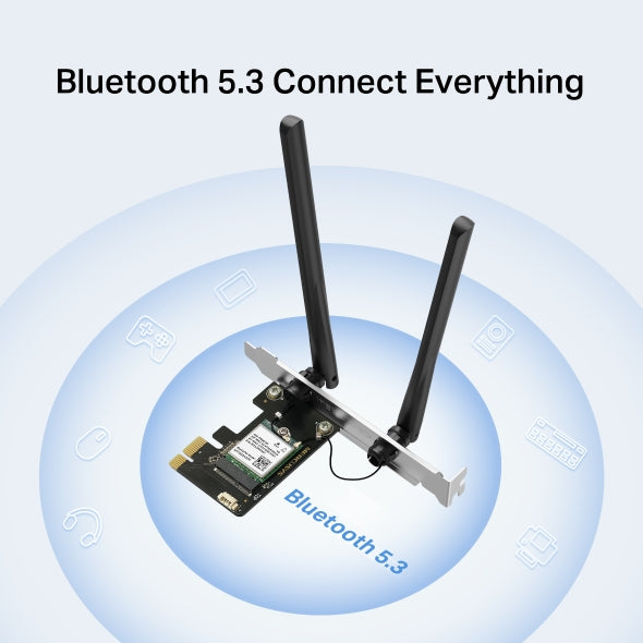 Mercusys MA80XE AX3000 Wi-Fi 6 Bluetooth 5.2 PCIe Adapter, 2402Mbps @5 GHz, 574M