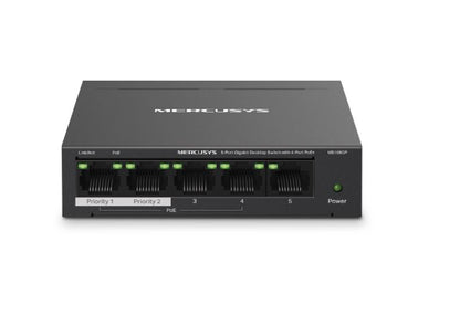 Mercusys MS105GP 5-Port Gigabit Desktop Switch with 4-Port PoE+, 10/100/1000 Mbp
