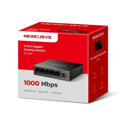 Mercusys MS105GS 5-Port Gigabit Desktop Switch, 5×10/100/1000 MbpsRJ45 port Sup