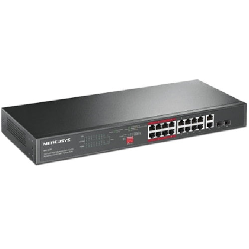 Mercusys MS118CP 16-Port 10/100Mbps + 2-Port Gigabit Rackmount Switch with 16-Port PoE+