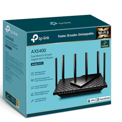 TP-Link Archer AX72 AX5400 Dual-Band Gigabit Wi-Fi 6 Router, MU-MIMO, OFDMA, 6x