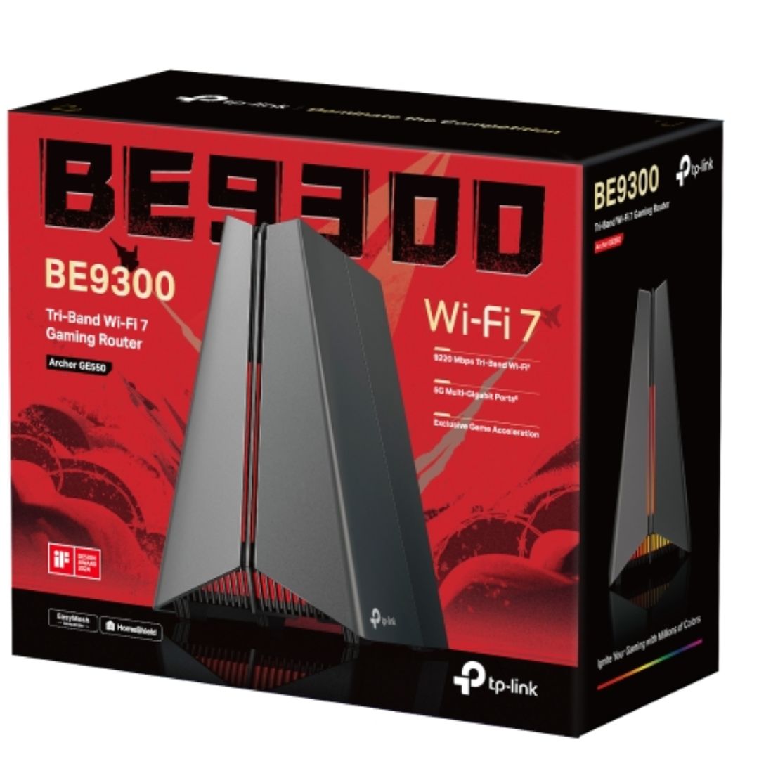 TP-Link Archer GE550 BE9300 Tri-Band Wi-Fi 7 Gaming Router (WIFI7) 688 Mbps at 2.4 GHz + 2882 Mbps at 5 GHz + 5764 Mbps at 6 GHz,  4× Internal Antenna
