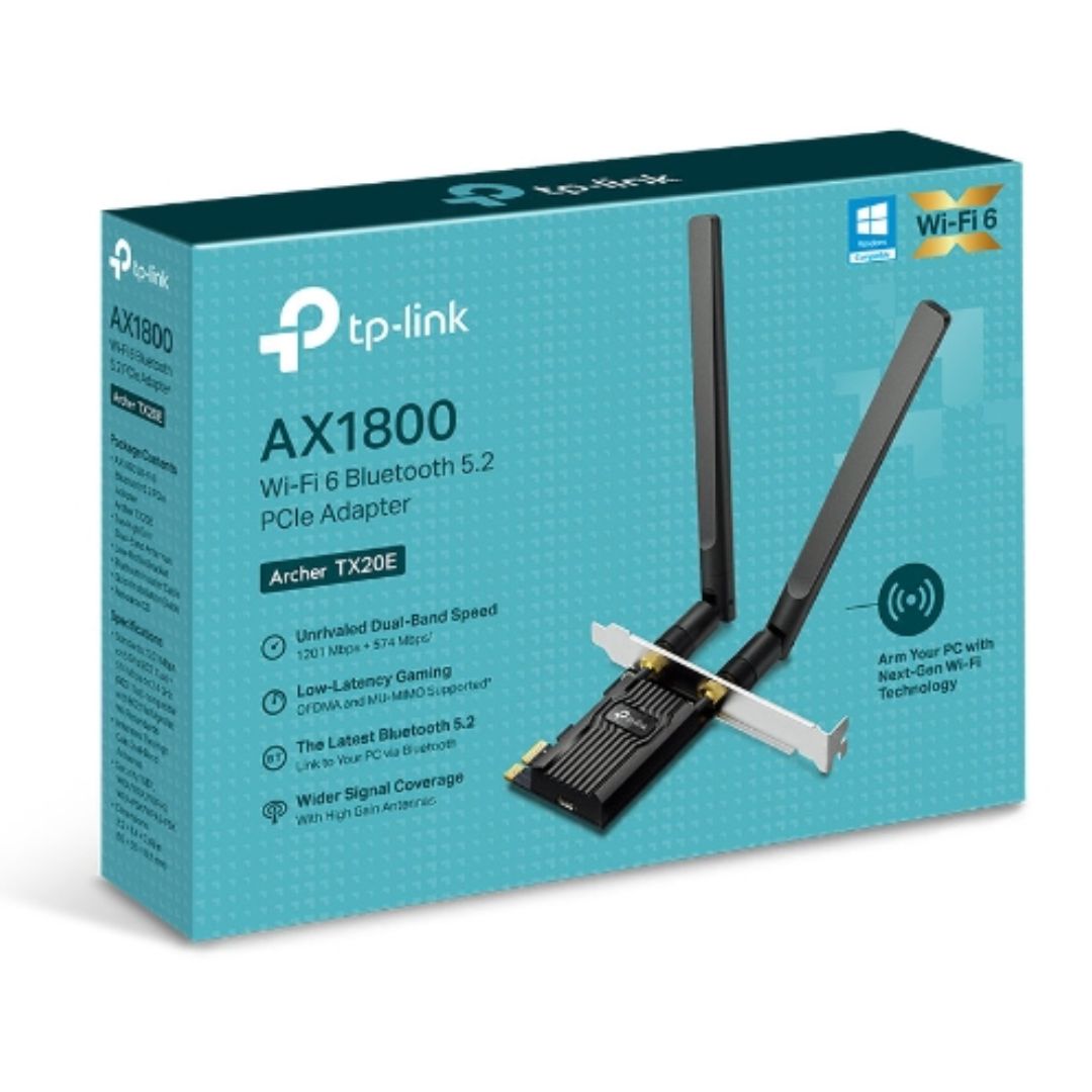 TP-Link Archer TX20E AX1800 Wi-Fi 6 Bluetooth 5.2 PCIe Adapter, 1201Mbps@5GHz, 5