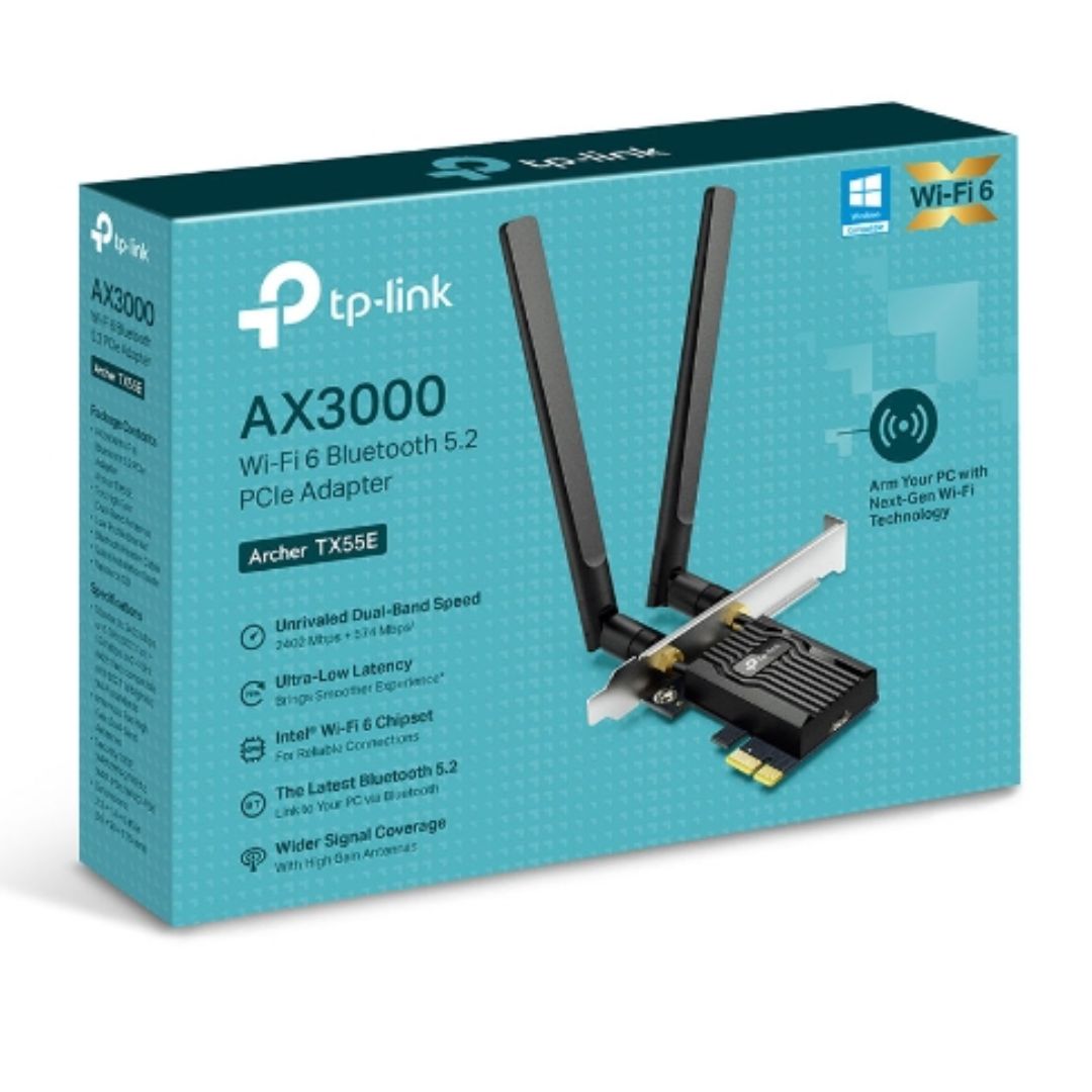 TP-Link Archer TX55E AX3000 Wi-Fi 6 Bluetooth 5.2 PCIe Adapter,  2402Mbps@5GHz,