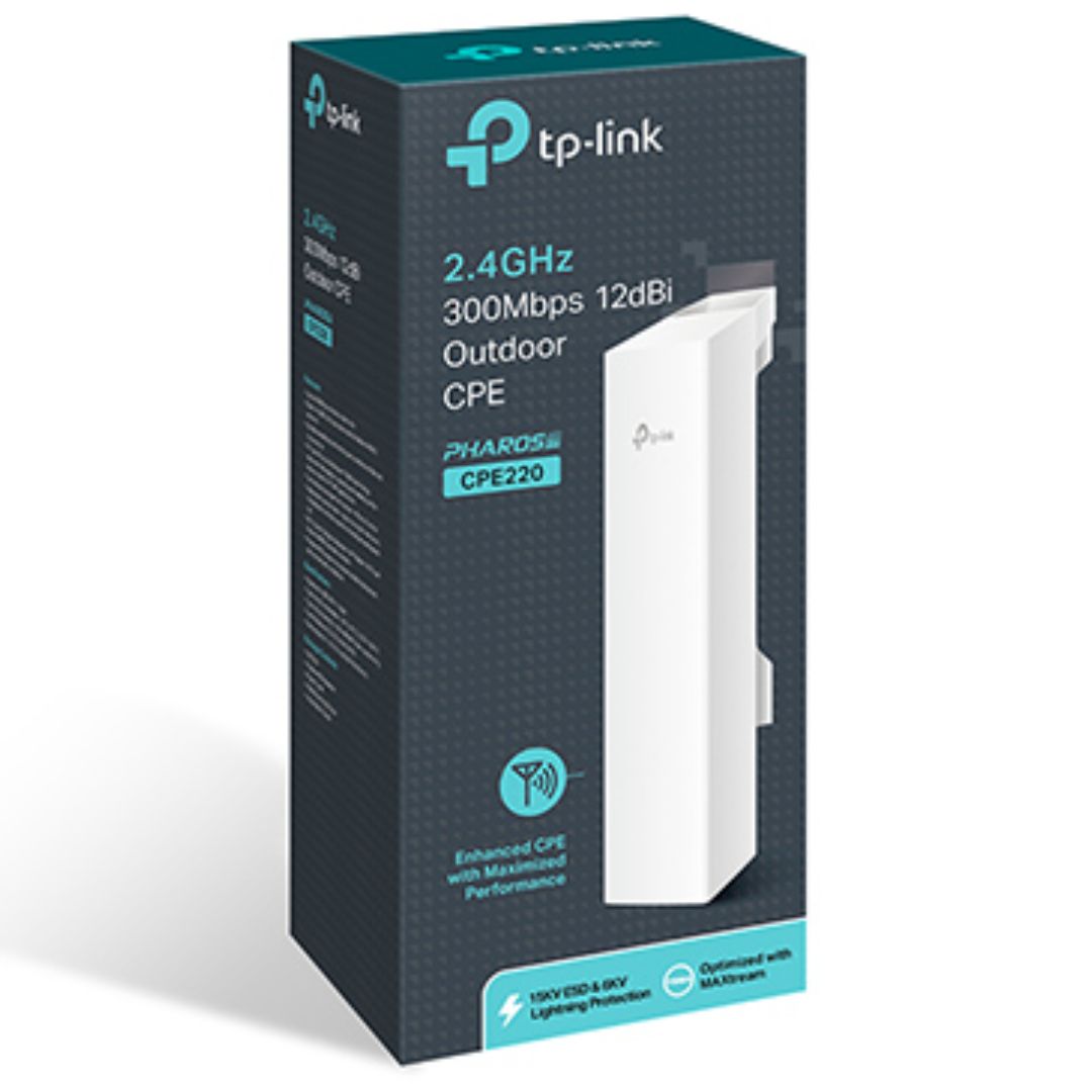 TP-Link CPE220 2.4GHz 300Mbps Outdoor CPE — 12dBi, AP / Client / AP Router / AP Client Router