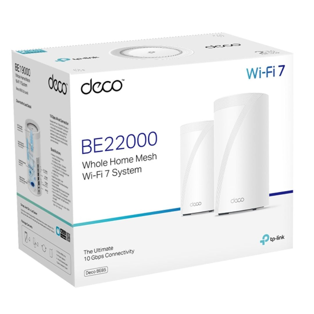 TP-Link Deco BE85(2-pack) BE22000 Tri-Band Whole Home Mesh Wi-Fi 7 System (WiFI7