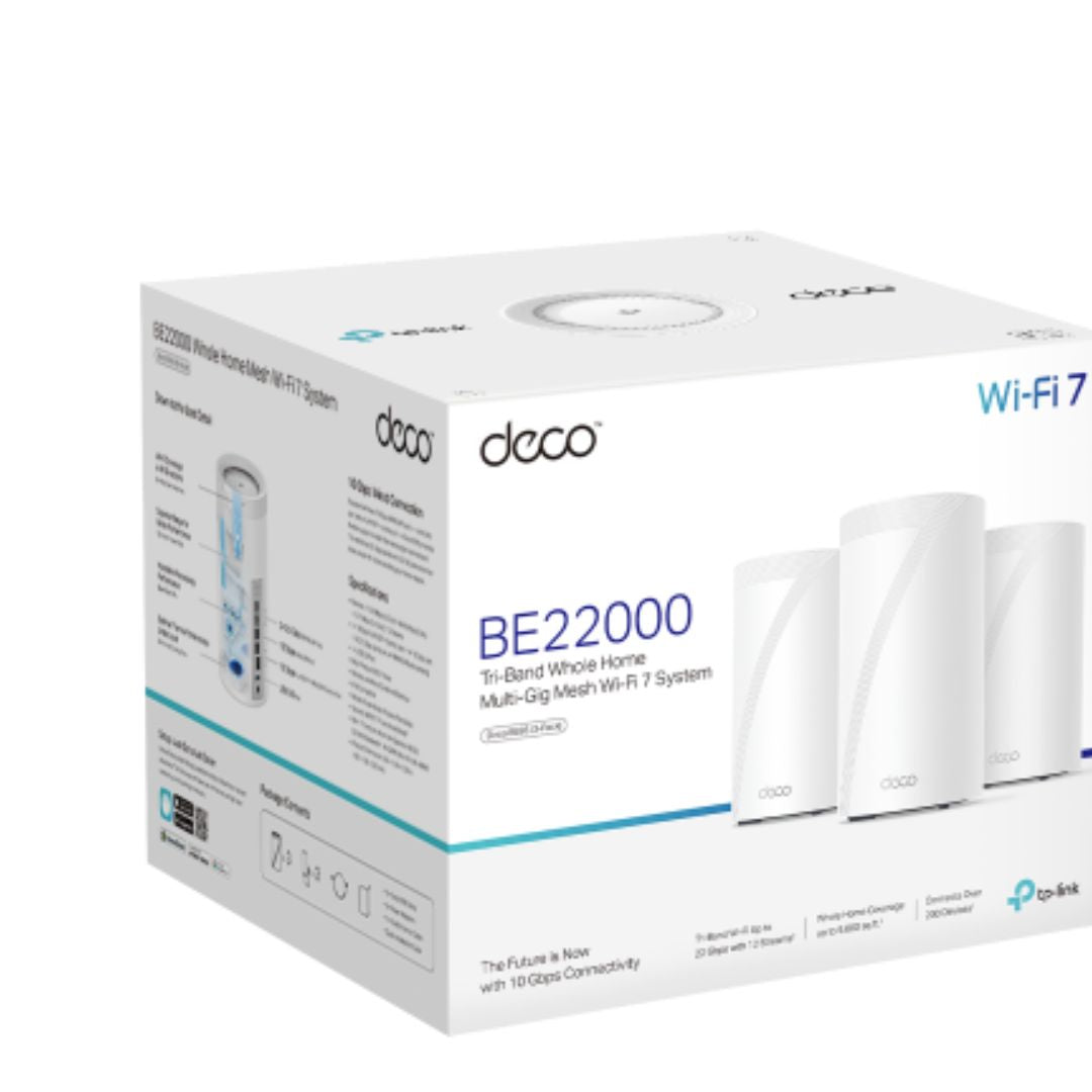 TP-Link Deco BE85(3-pack) BE22000 Tri-Band Whole Home Mesh Wi-Fi 7 System (WIFI7