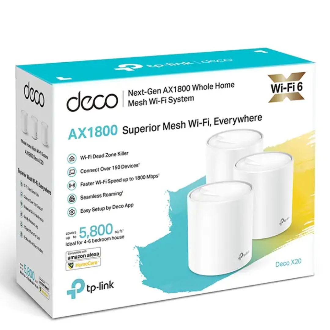 TP-Link Deco X20(3-pack) AX1800 Whole Home Mesh Wi-Fi System, Up To 530 sqm Cove