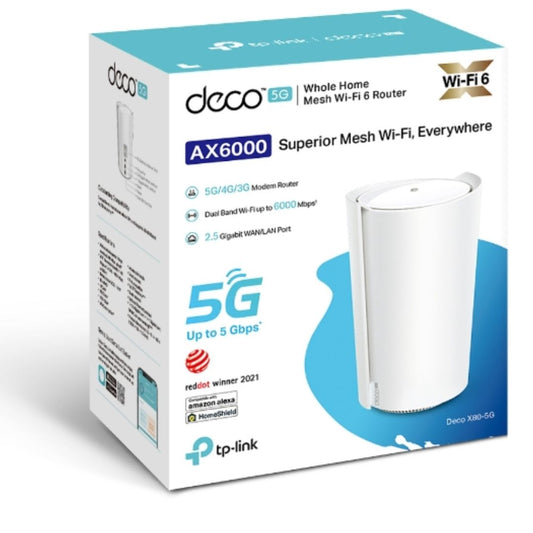 (CH)TP-Link Deco X80-5G(1-pack) 5G AX6000 Whole Home Wi-Fi 6 Gateway,  4804Mbps at 5 GHz + 1148Mbps at 2.4 GHz, 5G 5Gbps/900Mbps, 4G+ Cat20 2Gbps/200M