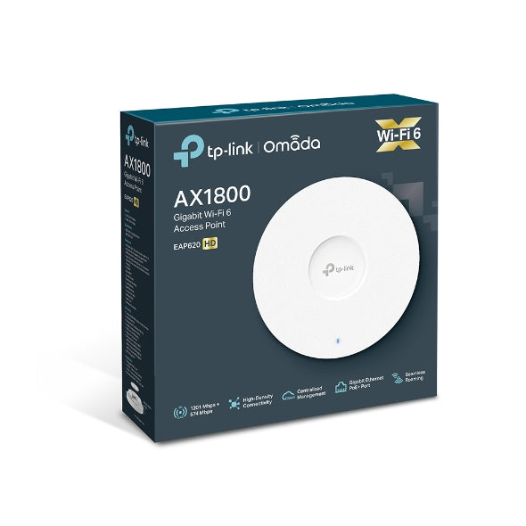 (CH)TP-Link EAP620 HD Omada AX1800 Wireless Dual Band Ceiling Mount Access Point, 1201Mbps @ 5GHz , OFDMA, MU-MIMO, QoS, Mountable