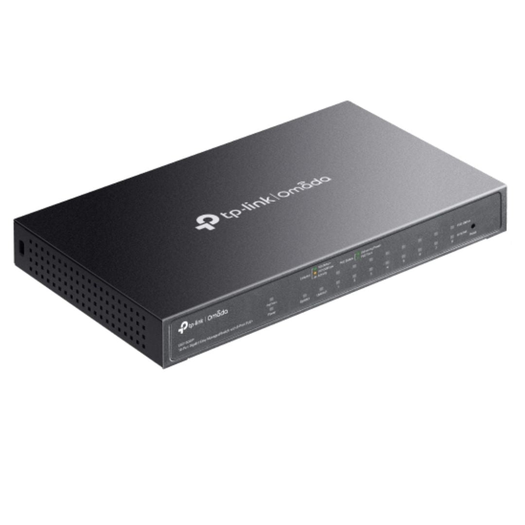 TP-Link ES210GMP Omada 10-Port Gigabit Easy Managed Switch with 8-Port PoE+,  Flow Control, Loopback Detection, Port Isolation, Port Mirroring, LAG, V