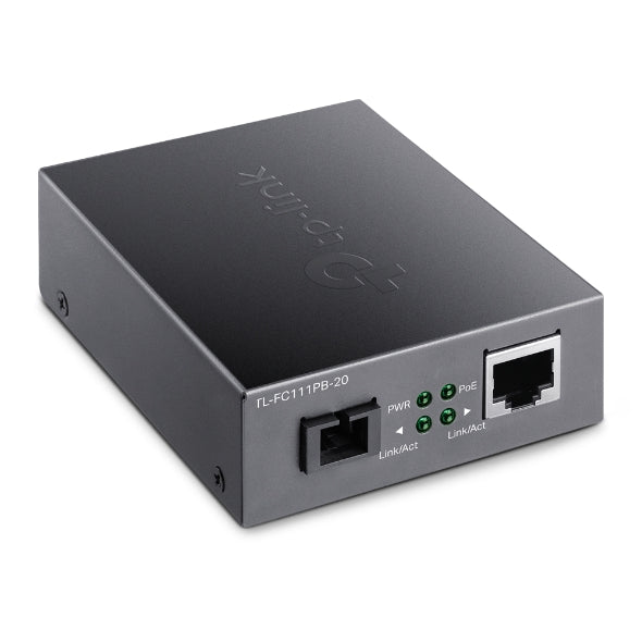 TP-Link TL-FC111PB-20 10/100Mbps WDM Media Converter with 1-Port PoE - IEEE 802.