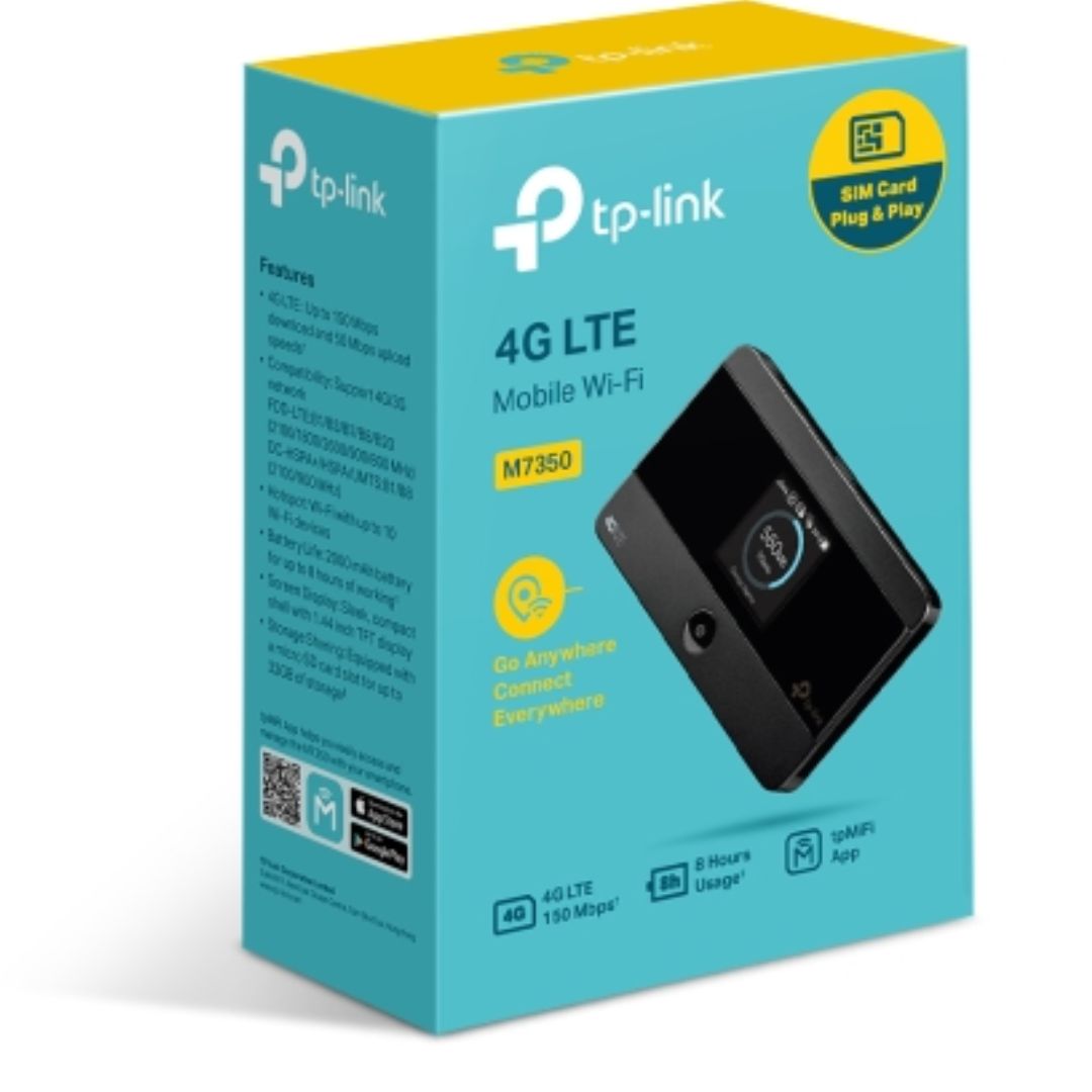TP-Link M7350 4G LTE Mobile Wi-Fi Hotspot — 150Mbps Down, 50Mbps Up, SIM + microSD Slot