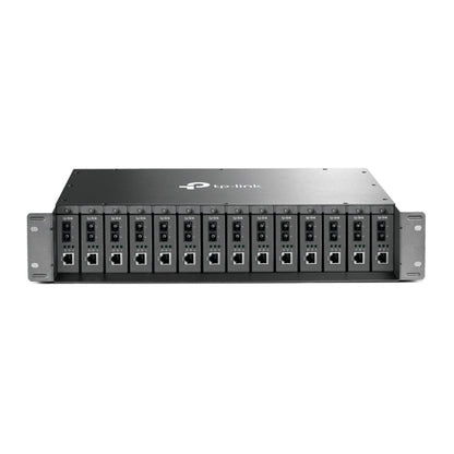 TP-Link MC1400 19' 2U Rackmount Chassis for 14-Slot Media Converters, Redundant Power Supply, Hot-Swappable, Mounted,Two Cooling Fans