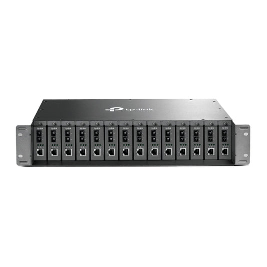 TP-Link MC1400 19' 2U Rackmount Chassis for 14-Slot Media Converters, Redundant Power Supply, Hot-Swappable, Mounted,Two Cooling Fans