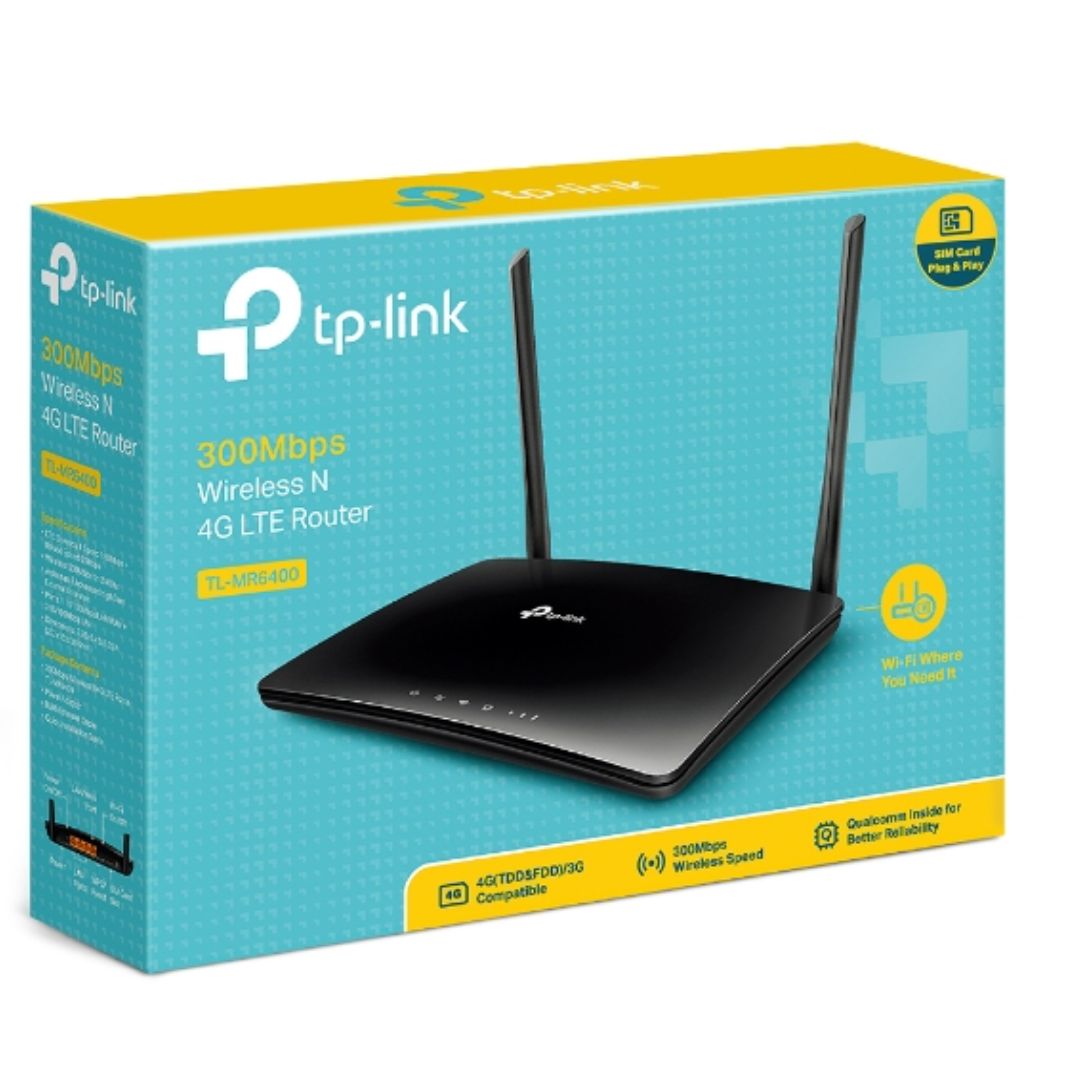 TP-Link TL-MR6400 N300 4G LTE Wi-Fi Router — 2.4GHz, 300Mbps, 3x LAN, SIM Slot