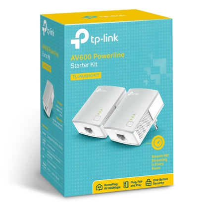 TP-Link TL-PA4010 KIT AV600 Powerline Ethernet Adapter Starter Kit — 600Mbps, HomePlug AV