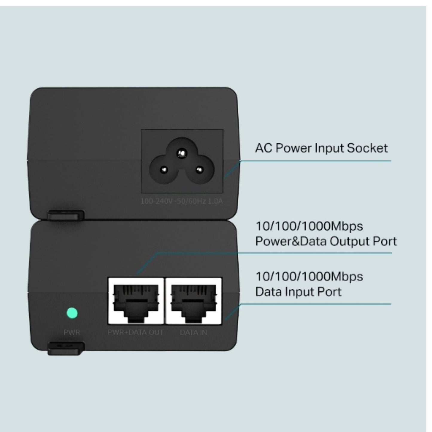 TP-Link TL-POE160S Omada PoE+ Injector, 2 Gigabit Ports, 802.3af/at, Integrated