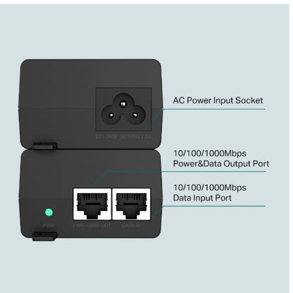 TP-Link TL-POE160S Omada PoE+ Injector, 2 Gigabit Ports, 802.3af/at, Integrated