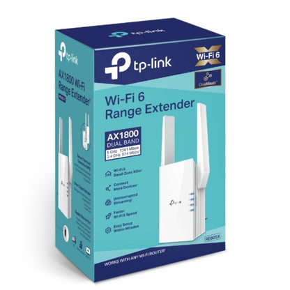 TP-Link RE605X AX1800 Wi-Fi Range Extender 574Mbps@2.4GHz 1201Mbps@5GHz  1x1GBps