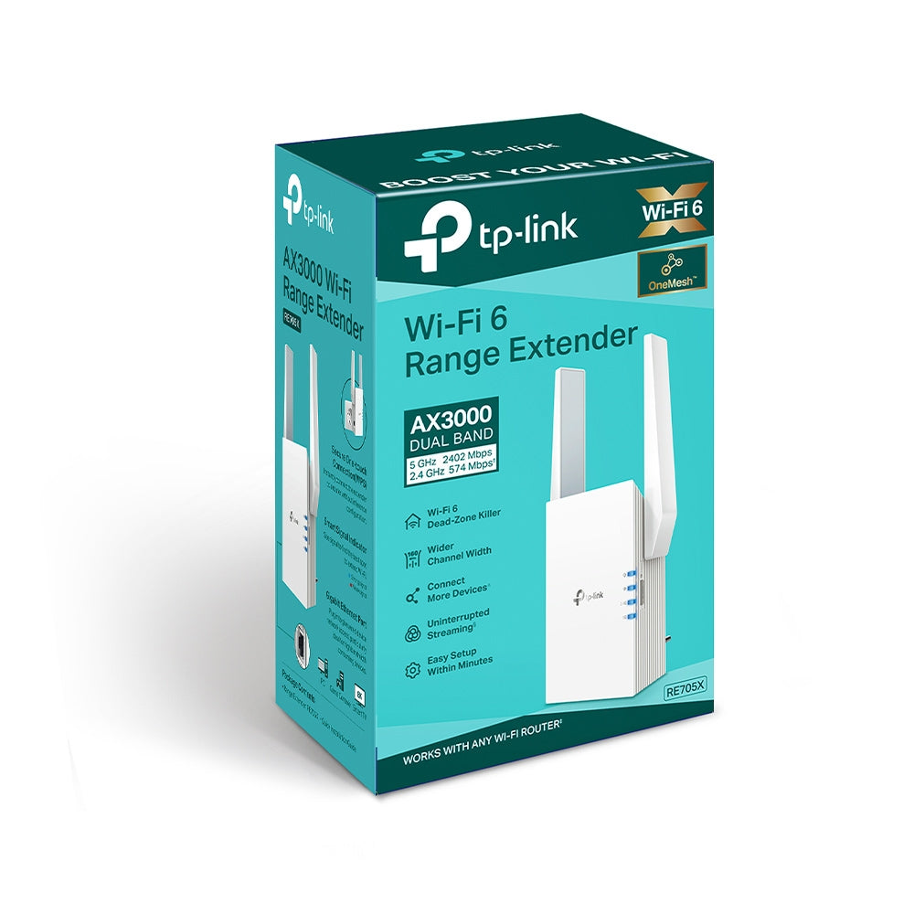 TP-Link RE705X AX3000 Mesh WiFi 6 Extender 574Mbps@2.4GHz 2402Mbps@5GHz, 1x Giga